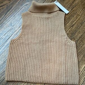 Stitches & Stripes small  Tan Knit Sleeveless Turtleneck Top